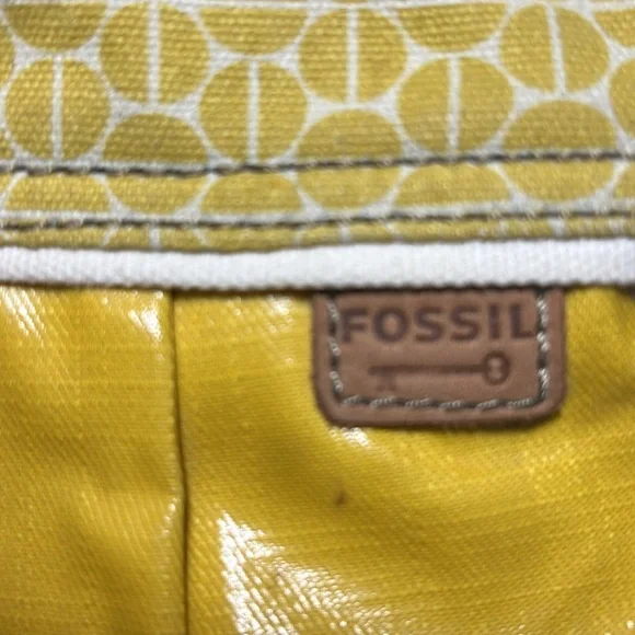 Fossil Womens Key-Per Boho Fabric Strap Yellow Vinyl Crossbody Purse - Picture 3 of 11
